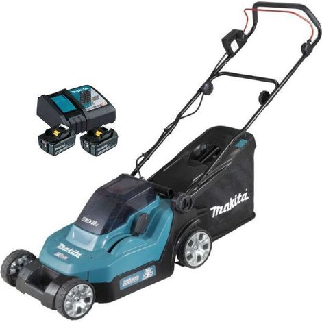 Makita DLM 382 PG2 Akku Rasenmäher 36 V ( 2x 18 V ) 38 cm 40 l + 2x Akku 6,0 Ah + Doppelladegerät