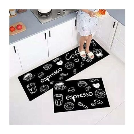 Lot de 2 Tapis de Cuisine antidérapants, Absorbe l'eau et l'huile, Résistant à la poussière (40 x 60 + 40 x 120 cm) (1/5)