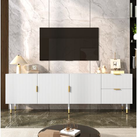 Mobile TV FloraGrace 170 x 35,5 x 55 cm in pannelli di legno bianchi, con contenitore (1/5)