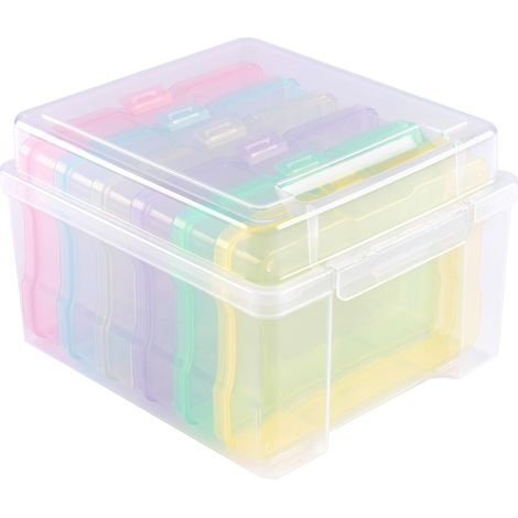 Vaessen Creative Organizer Armadio da 21 x 18,5 x 14 cm - 6 Scatola Trasparente da 17 x 12 x 3 cm - Portaoggetti con Coperchio – Per Artigianato, Diamond Painting, Scrapbooking e Creazione di Gioielli (1/5)