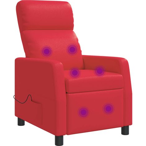 Massage Recliner Red Faux Leather vidaXL