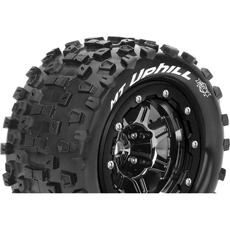 Louise RC - MFT - MT-UPHILL - Tire Set for Maxx - Mounted - Sport - Black Chrome 3.8 Bead-Lock Wheels - 1/2-Offset - Hex