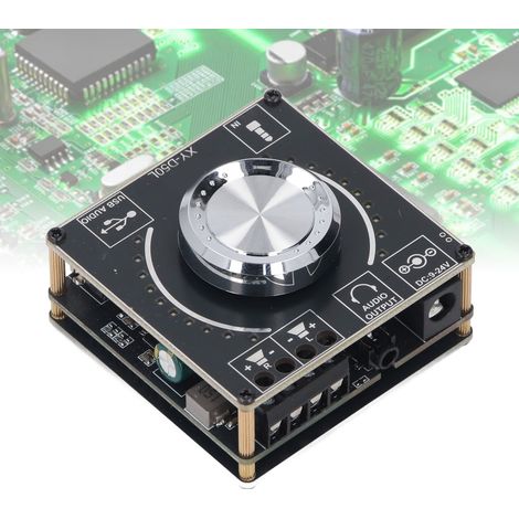 Carte d'amplification Bluetooth stéréo 2 x 50 W, amplificateur de puissance numérique Bluetooth 5.1 à deux canaux avec entrées AUX/USB/clé USB/carte son PC, module d'amplification audio, alimentation  (1/5)