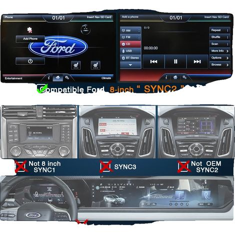 Carplay sans fil, installation facile, compatibilité Ford Sync2, Pour Ford Sync2 (1/2)