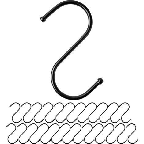 24 - Crochet En S - Accessoire De Suspension - Pour Barre Ø 32 Mm - Cuisine Garage Atelier - Noir - 85x3,6 Mm (1/5)