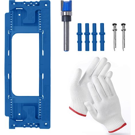 H617S-bleu Charnières, serrures de porte, gabarits de perçage, kits d'installation de charnières de porte et gants. (1/5)