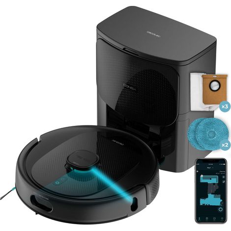 Cecotec Robot Aspirapolvere Conga 9990 AI Spin Revolution Ultra Power Home. 10.000 Pa, Navigazione Laser, Base di Autopulizia, Intelligenza Artificiale, Evita Oggetti, Controllo APP, 240 min Autonomia (1/5)