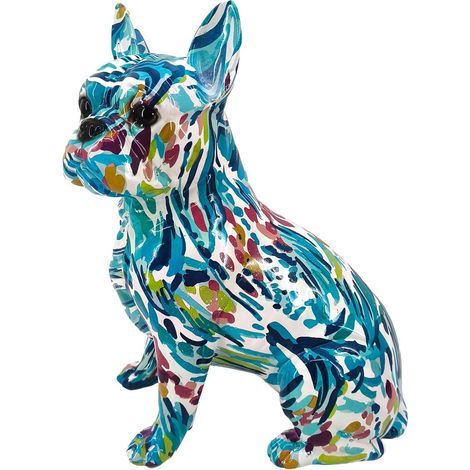 Figura decorativa de perro bulldog de resina multicolor 25 cm (1/5)