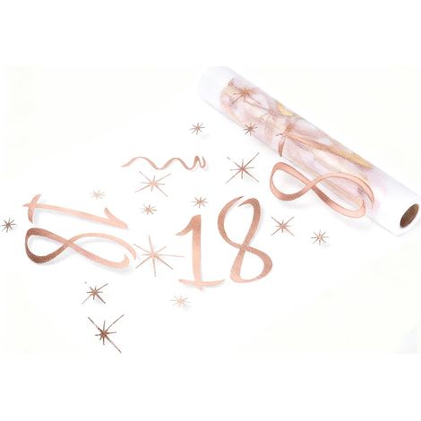 Chemin de table pour 18ème anniversaire, décoration de table d'anniversaire, 28 cm x 10 m, or rose, chemin de table pour 18 ans, homme et femme (1/5)