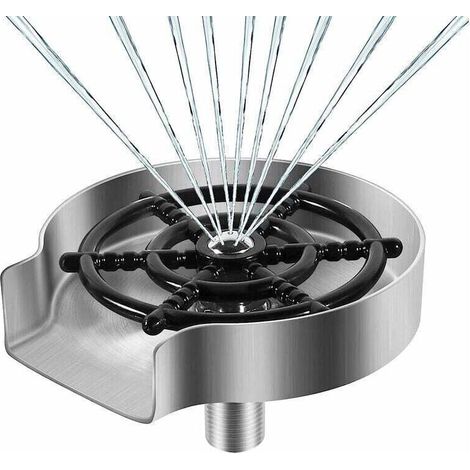 Rince Verre en Acier Inoxydable, Accessoires pour Evier de Cuisine, Rondelle en Métal, Rince Verre Evier, Nettoyeur Verre, Accessoires de Cuisine, Argent Mat
