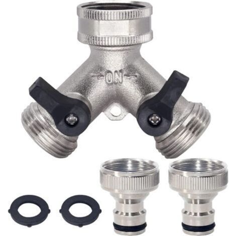 Distributeur de tuyau d'arrosage de type Y, connecteur de robinet à deux voies avec connecteurs rapides de 2 3/4 pouces, connecteur de tuyau de type Y (1/5)