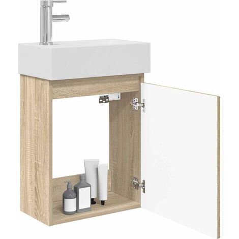 Meuble de Salle de Bain avec Robinet, Couleur Chêne Sonoma (1/5)