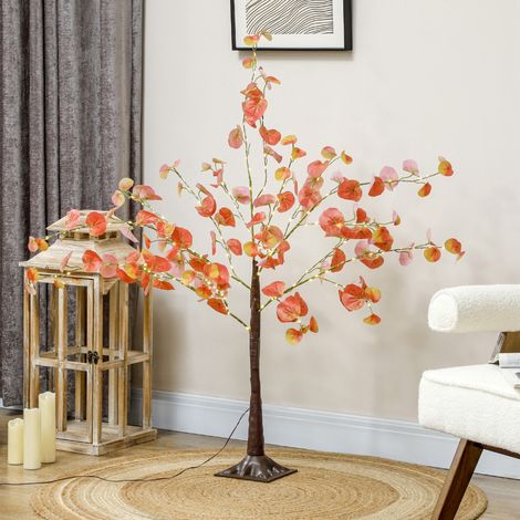 Albero di Natale luminoso da 120 cm con 175 luci LED e base, decorazione natalizia per interni ed esterni, arancione.