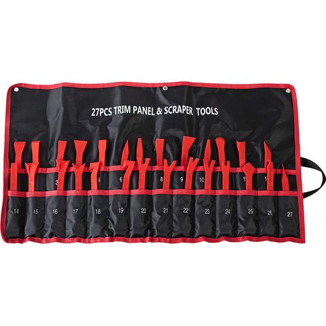 New tool set for removing car radios (27 pieces), tool set for removing dashcam cables and tool set for installing concealed cables, red 0.8--DTEKGAZ