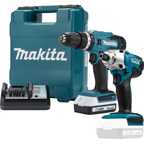 Makita 18v Lithium ion Cordless Combi Hammer Drill + Impact Driver 1x2.0 Battery (1/5)