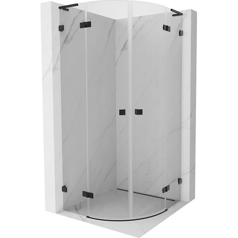 Mexen Lunar L halbrunde Duschkabine klappbar 90 x 90 cm, transparent, schwarz - 833L-090L-090P-70-00 (1/5)