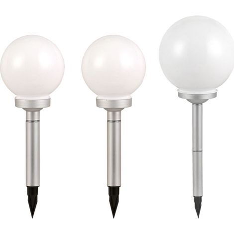 3x LED lampade a spina solare sfera luci da giardino terrazzi esterni riflettori diametro 2x 15 cm, 1x 10 cm (1/5)