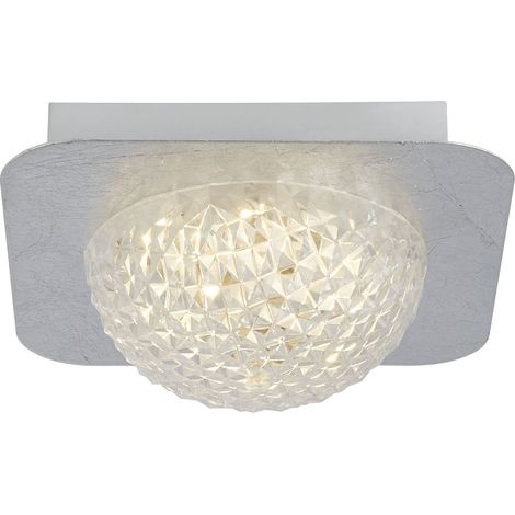 Searchlight Celestia 1 Plafonnier LED Carré - Feuille Argent Avec Acrylique Clair (1/4)