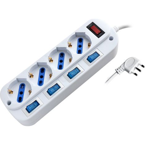 Globex multipresa in blister con 5 interruttori 4 posti 2p+t 10/16a schuko - Globex