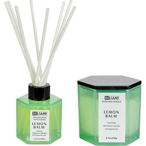 Set candela profumata in cera di soia 100% e diffusore con bastoncini profumo melissa Classy Tint