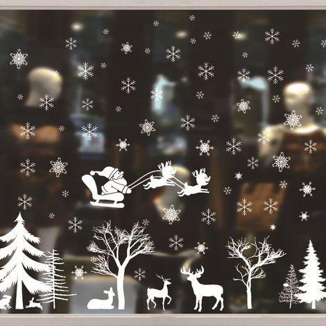 Blanche Boule et village de Noël Réutilisable Decoration Autocollant Noel Fenetre pour Porte Vitrine Verre (1/3)