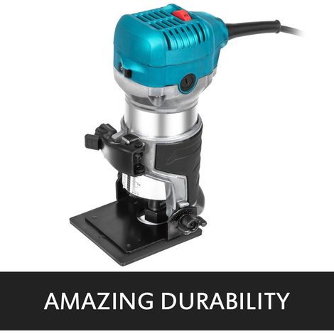 Défonceuse compacte 800W couple élevé régime variable 30000 tr/min avec mandrins 6.4 mm et 9.5 mm 1 base plongeante et 1 base inclinable 220V (1/5)