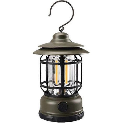 1 lanterne de camping rétro LED, lampe de secours étanche, rechargeable et à intensité variable, chargement USB-C, lampe de tente portable et étanche à suspendre en cas de panne de courant. (1/5)