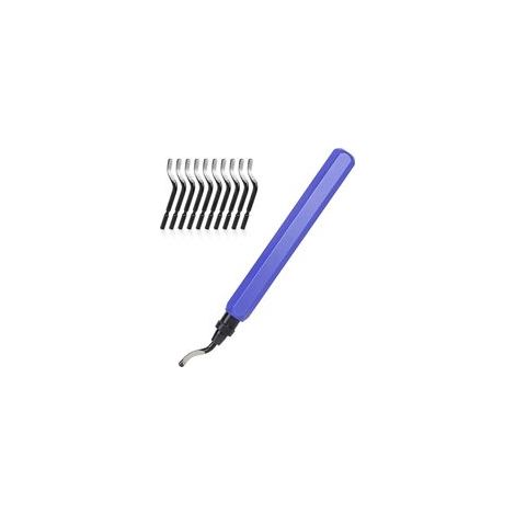 Outil D'ébavurage Manuel, 1 Manche en Métal + 11 Lames BS1010 HSS Lames D'ébavurage Rotatives en Métal à 360° pour Tuyaux D'impression 3D, Plastique