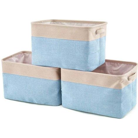 Panier de rangement pliable en toile avec poignées - Lot de 3 (1/4)