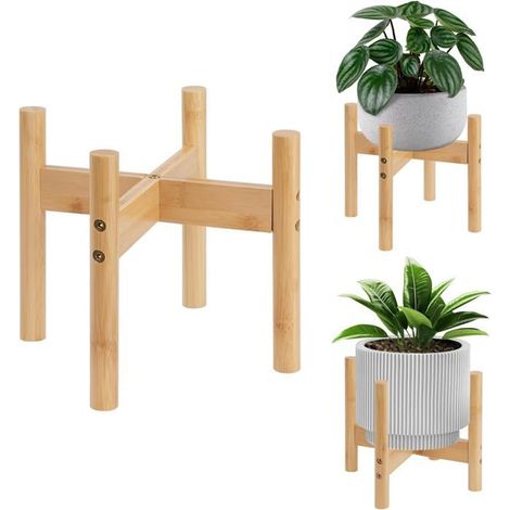 Support De Plante D'Intérieur Moderne En Bois Inspiré Du Style Du Milieu Du Siècle-Pour Maison,Bureau,Jardin,Terrasse,Pelous[CA220] (1/5)
