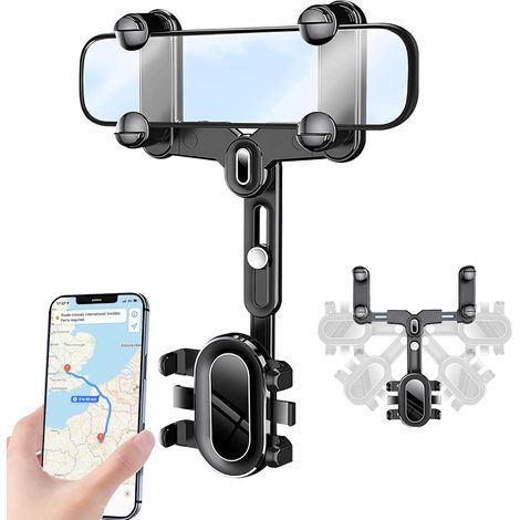 Support de rétroviseur pour smartphone – Rotation à 360° et conception télescopique – Installation facile – Compatible avec tous les smartphones (1/5)