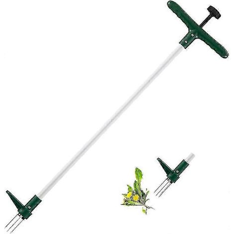 Arrache-mauvaises herbes à 3 griffes à long manche - désherbage debout au jardin (1/5)