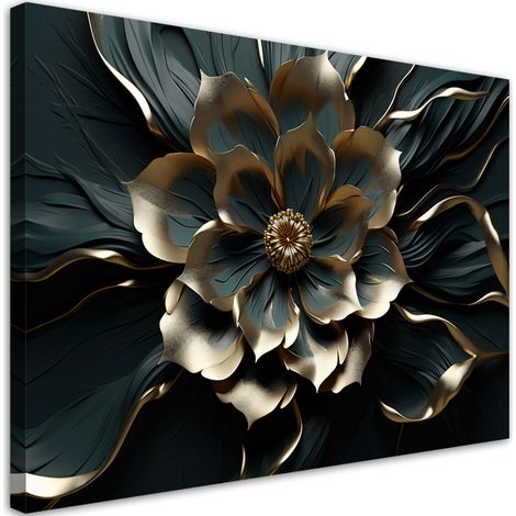 Tableau sur toile Fleur d'or 3D glamour 100x70 (1/5)