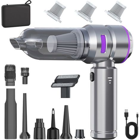Aspiradora de mano, mini aspiradora inalámbrica portátil de 16000 Pa con 3 velocidades, aspiradora inalámbrica multifuncional potente para coche con motor sin escobillas, para coche, mascotas y hogar. (1/5)