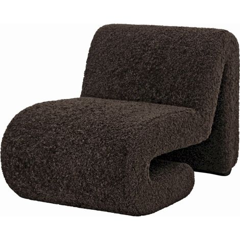 Fauteuil lounge marron effet bouclette confort élégant - marron bouclette chaleureux (1/5)