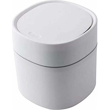 Mini Plastic Trash Can Creative Desktop Trash Can with Lid Small Home Office Cleaning Trash Can Button Desktop Storage Trash Can (1/5)