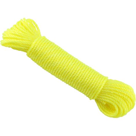 Corde à linge en nylon de 20 m, idéale pour le jardin, le camping et les activités de plein air (jaune) (1/5)