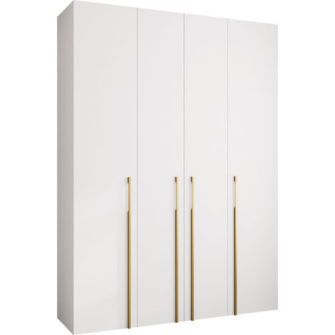 Armario Hartford 570, Blanco, 246x180x52cm, Puertas de armario: Con bisagras, Número de estantes: 12 (1/5)