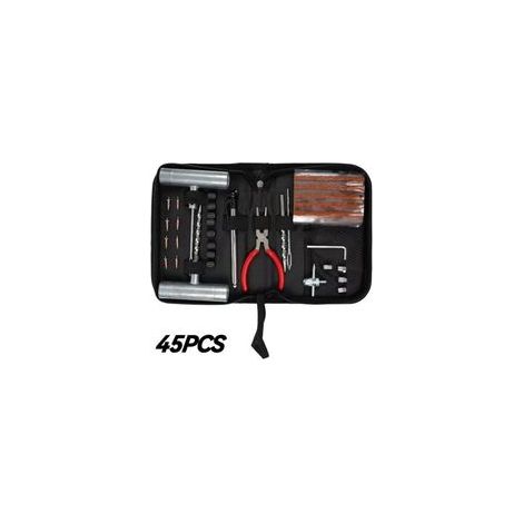 Kit de Réparation de Pneus Tubeless (45 Pièces) pour Voitures et SUV - JINFGERNE - Outil Ergonomique avec Mèches et Bandes de Réparation, Idéal pour Urgences Routières (1/5)