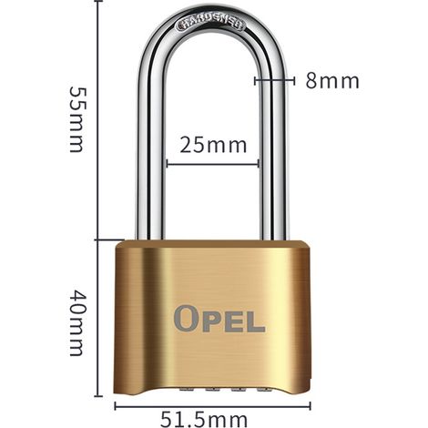 Cadenas Code 4 Chiffres, 52mm Cadenas Extérieur Etanche, Robuste et Antivol, 8mm Loquet Cadenas à CombinaisonCouleur bronze, poutre (1/5)