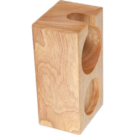 Support de tasseur en bois à 2 trous, couleur bois naturel, robuste et durable, avec poignée, pour café ou maison. (1/5)