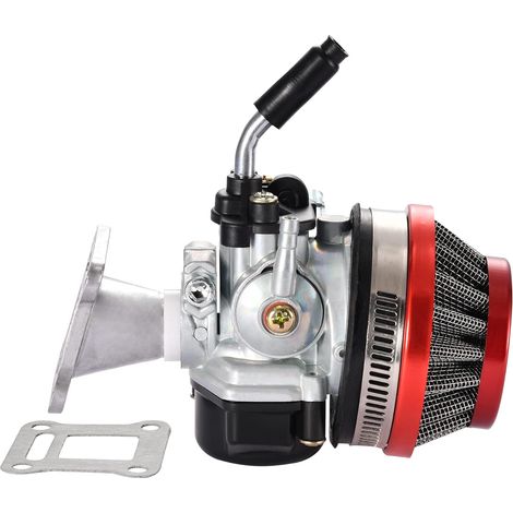 Carburador rojo de 2 tiempos, filtro de aire del carburador, kit de instalación de junta de admisión, repuesto para minimoto ATV de 47 cc y 49 cc (1/5)