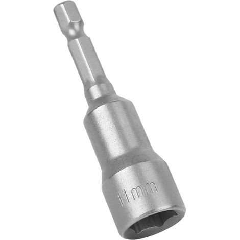 Jeu de 5 embouts magnétiques hexagonaux 11mm en acier, adaptateur pour visseuse électrique et foret aimanté, accessoires de perçage. (1/5)