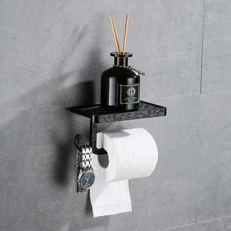 Dérouleur papier toilette, porte-papier toilette mural, support pour papier toilettes, porte-rouleau de papier hygiénique couleur noir bronze (1/4)