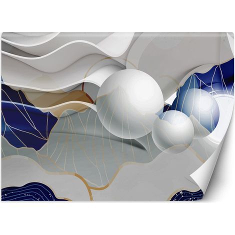 Fototapete Abstrakte 3D-Wellen und Kugeln 250x175 cm