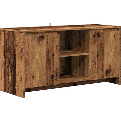 Meuble TV vintage pratique avec grand rangement 102 x 37 x 52 cm en bois d'ingénierie vieux bois (1/5)