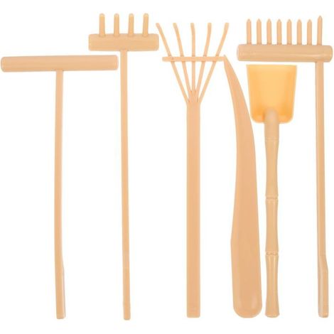 DIY-Kit für Mini-Zen-Garten, Holzrechen, Bürste, Zubehör für Sand, 6-teilig