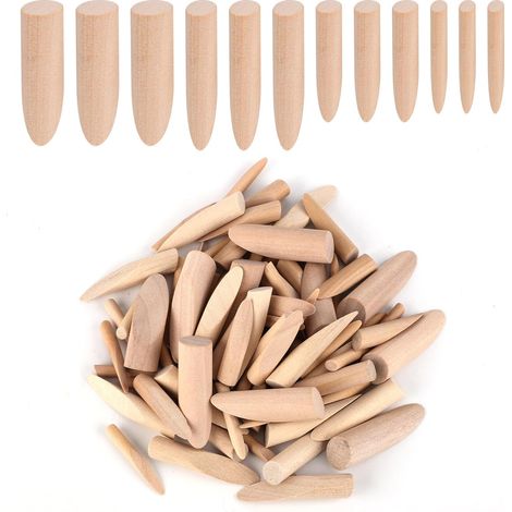 80pcs Bouchon de Trou de Poche en Bois, 4 Tailles Assorties Bouchons en Bois Bouchons de Trou de Vis Goupille en Bois pour l'Artisanat la Réparation de Meubles la Fixation (1/5)