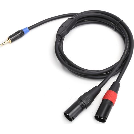 Câble audio ligne d'alimentation pour table de mixage et amplificateur de puissance : prise jack 3,5 mm mâle vers 2 XLR mâles, 1,8 m / 5,9 pi (1/5)