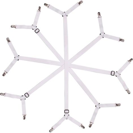 Attaches-draps triangulaires réglables pour matelas plats, lot de 4, blanches (1/4)